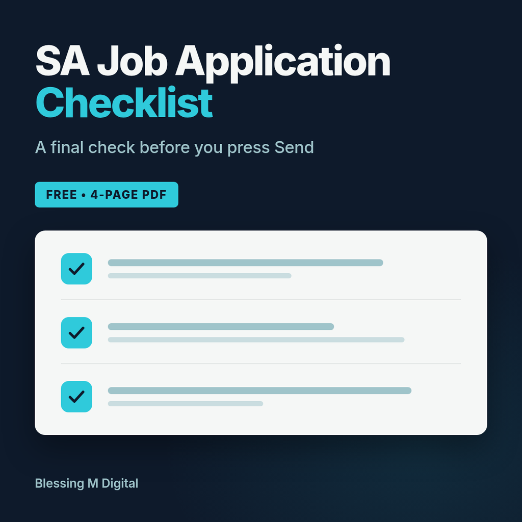 Cover of the free Job Application Checklist, a 4-page PDF to use before you send a job application.