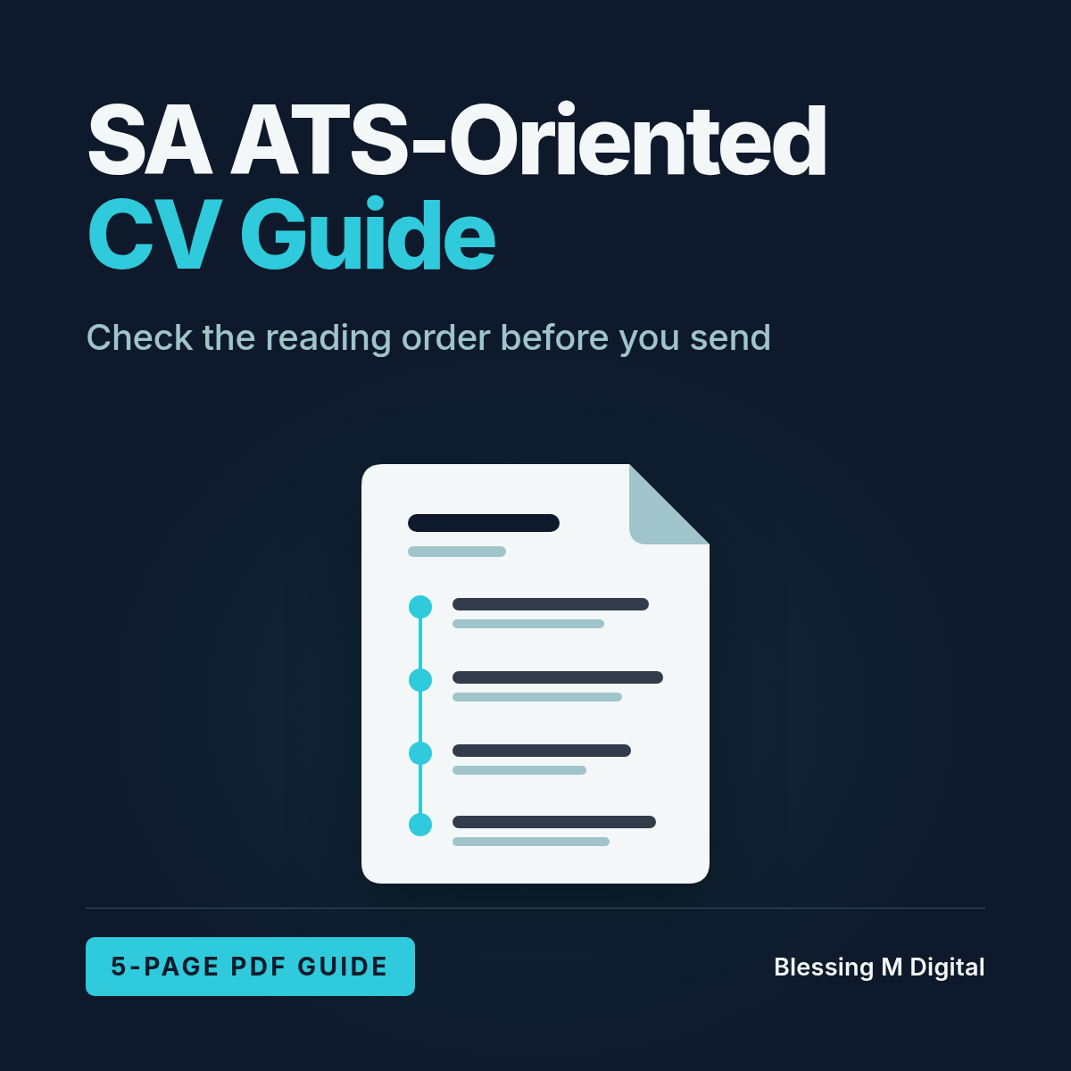 Cover of The ATS Guide, 1 of the 3 PDF guides in this set. It shows how to lay out your CV on the page.